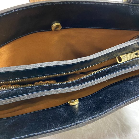 Patricia Nash Leather Rienzo Blue Sky Rose Bag Handbag Purse EUC - Picture 8 of 12